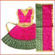 Pink Color Vastra Poshak for Hindu Goddess Lakxmi/Kali/Saraswati/Durga - 7 inches