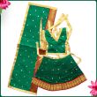 Durga Maa Set for navratri of Choli Lehenga Patka for Decor in Green Color-7 inches