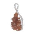 Brown Aventurine Ganesha Sculpture Pendant in Pure Silver