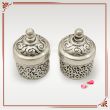 Bantaji Dabbi (Container) Sindoordani in Brass silver Antique Finish - set of 2