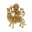 Durga Maa Seated on Lion in Brass Statue