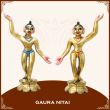 Gaura Nitai Gauranga or Sri Chaitanya Mahaprabhu and Nityananda Divine Brass Statue