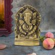 Lord Ganesh Idol In Leaf Design Brass Metal