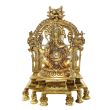 Divine Shree Ekdant Ganpati Brass Statue on a Kirtimukha Sihashan