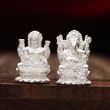 Small Ganesha / Lakshmi Idol Pair for Prosperity in Silver