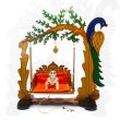 Handcrafted Peacock Arts Wooden Jhula/Swing Sinhasan for Hindu Deities God & Goddess