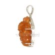 Red Jade Gemstone Ganpati Sculpture Pendant in Pure Silver