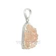 Rose Quartz Ganpati Pendant in Pure Silver