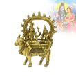 Sculpture of Lord Shiva-shakti Parvati Seated on Vehicle Nandi bull