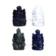 Small Ganesha in Natural Carved  (Labradorite, Black Agate, Lapis Lazuli, Howlite) Gemstone Idols Set