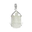 White Jade Gemstone Ganesh Pendant in Pure Silver