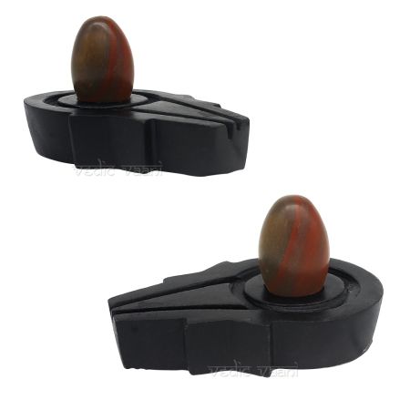 Sacred Narmada River Stone Shivalingam Set with Yonibase