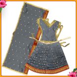 Lehenga Patka Choli for Devi Maa Mata Rani in Exclusive Grey Color - 12 inches