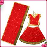 Poshak for Maa Durga Goddess in Red Color of Courage - 12 inches