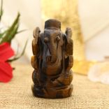 Gauri Putra Ganesh Idol in Tiger Eye Gemstone - 109 gms