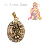 Hanuman Pendant Oxidised Locket Stone Studded