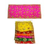 Gujrati Bandhani Print Dotted Designer Squence Work Chunry for Mataji, Maatarani - Set of 5