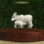 Cow with Calf Small Statue in Silver