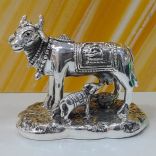 Cow with Calf Idol in Pure Silver