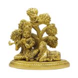 Idol of Lord Krishna with Cow Under Tree