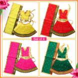 Flower Embroidery Devi Durga Mata Poshak Dress for Goddess Idols - 7 inches