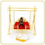 Gold Plating Jhula with Laddu Gopal (Kanha) Idol for Krishna Janam