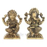 Lakshmi Ganesh Sitting Elegance Sculptures set in Brass