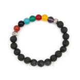 Seven (7) Chakra Bracelet with Volcanic Lava Stone