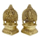 Laxmi Ganesha Religious Pair Deepam in Brass