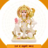 Ram Bhakt Gadadhari Lord Hanuman Statue in White Resin Marble