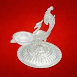 Mayur Diya / Oil Lamp in Silver