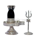 Narmada Shivling Set in Pure Silver