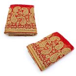 Wedding Odhani Chunri in Red Color with Golden Motif Design