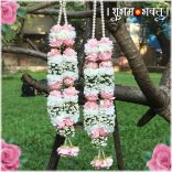 Pink White Flower Wedding Marriage Jaimala Varmala Detail