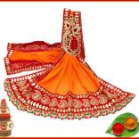 Haldi Mehendi Shaadi Odhna Zari Lace Red Dupatta With Brooch