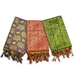 Golden Designer Zari Shawl for Puja, Ritual Occasions, Sign for respactness