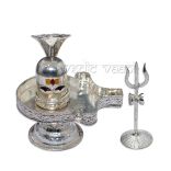 Shivling with Snake Trishul in Pure Silver 