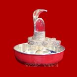 Shivlingam in Crystal with Pure Silver Yonibase Snake and Plate