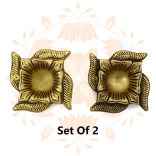 Swastika Design Diya/Deepam for Lighting Jyot in Brass - set of 2