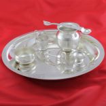 Puja Thali in german silver - Design III