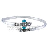 Turquoise Trishul Bangle in 92.5 Sterling Silver