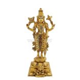 Lord Vishnu Narayana Sculpture with Garuda Vahana in Brass