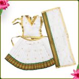 Color of Joy White Lehenga Patka Choli Poshak for Goddess Decoration - 7 inches