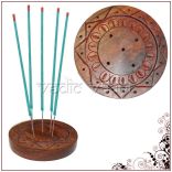 Wooden Chakra Round Incense Plate