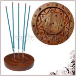 Wooden Star Round Incense Plate