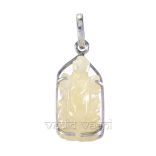 Yellow Aventurine Ganesha Sculpture Pendant in Pure Silver