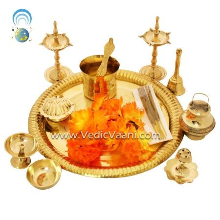 BLESSINGS OF GANESH LAXMI SARASWATI WITH PUJA THALI