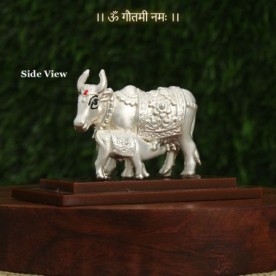 COW WITH CALF SMALL STATUE IN SILVER