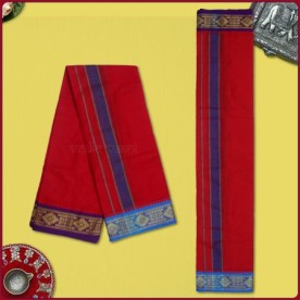 COLOR OF GOD'S RED DHOTI VASTRA FOR DAILY RELIGIOUS CEREMONIES PUJAN