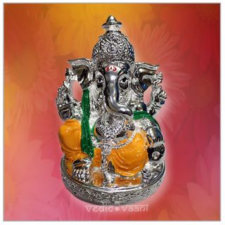 Buy Shri Lakshmi Ganesh Idol in Pure Silver - Vedic Vaani